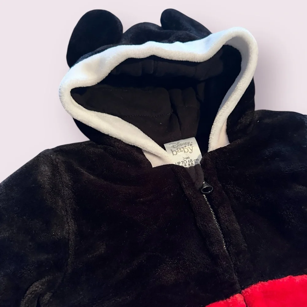 Disney Baby Mickey Mouse Snuggle Suit Heavy Weight Fleece Footies With Gloves